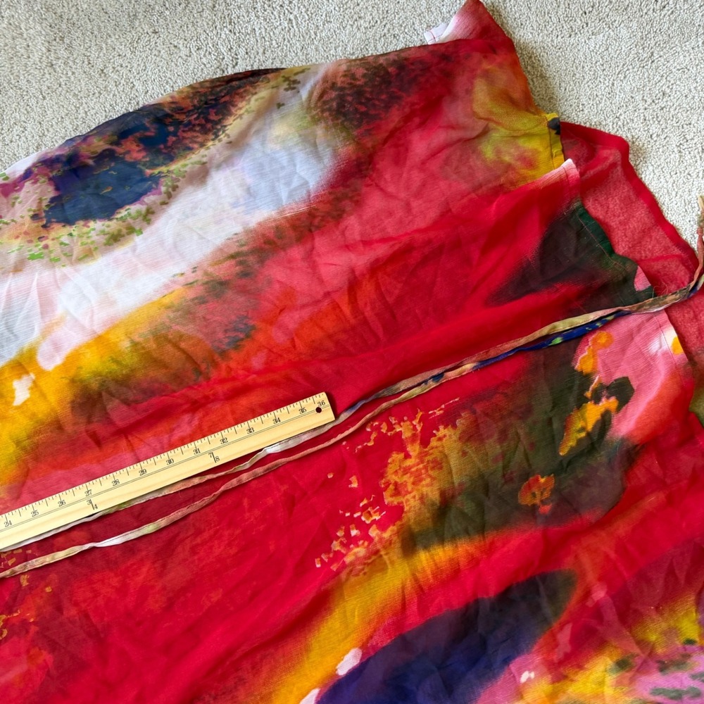 Michael Stars Pastel Gardens Coverup Kaftan Red Abstract Watercolor MS20955 OS - Picture 6 of 9